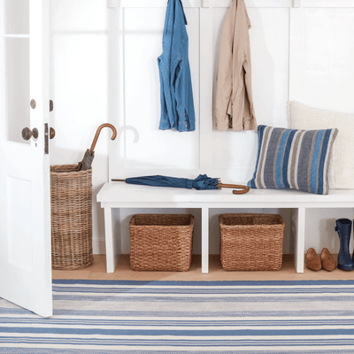Quincy Stripe Handwoven Indoor/Outdoor Rug - Denim - Our Boat House