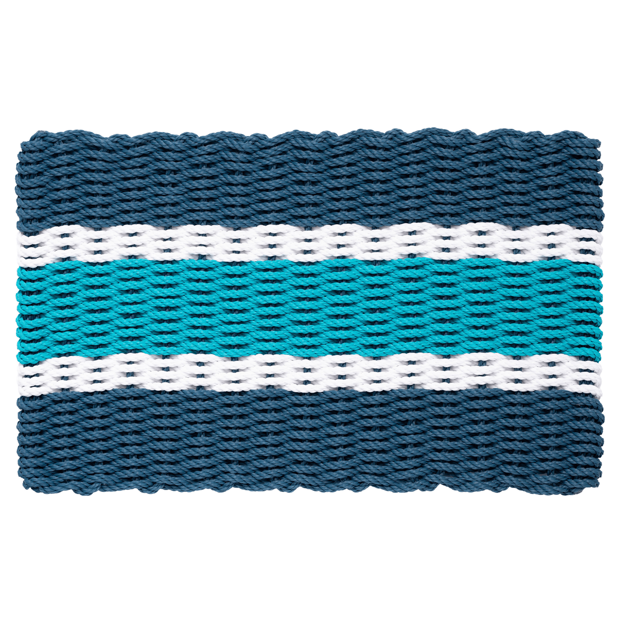 Rope Doormat - Cape Cod Aqua Coastal Stripe - Our Boat House