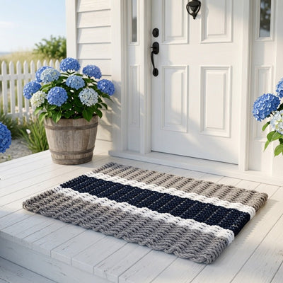 Rope Doormat - Cape Cod Navy Coastal Stripe - Our Boat House
