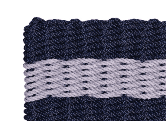 Rope Doormat - Dark Navy & Gray Shoreline Stripe - Our Boat House