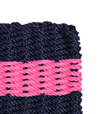 Rope Doormat - Dark Navy & Pink Shoreline Stripe - Our Boat House