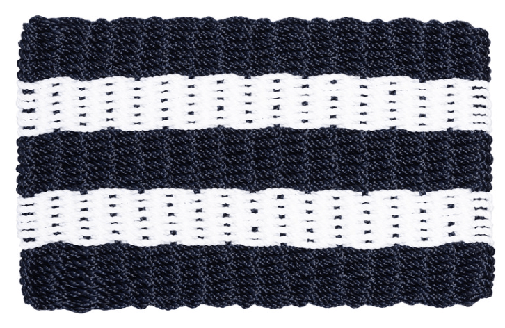Rope Doormat - Dark Navy & White Shoreline Stripe - Our Boat House