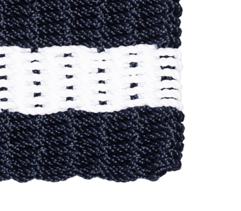 Rope Doormat - Dark Navy & White Shoreline Stripe - coastal inspired home furnishing
