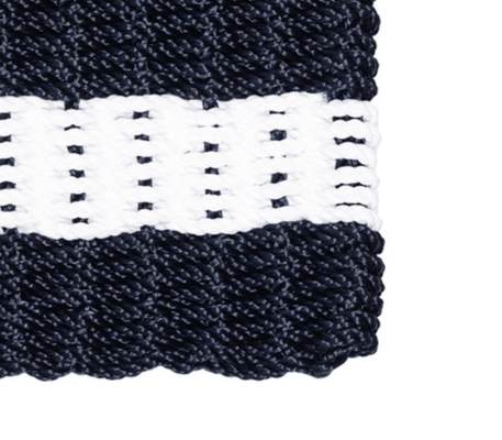 Rope Doormat - Dark Navy & White Shoreline Stripe - Our Boat House