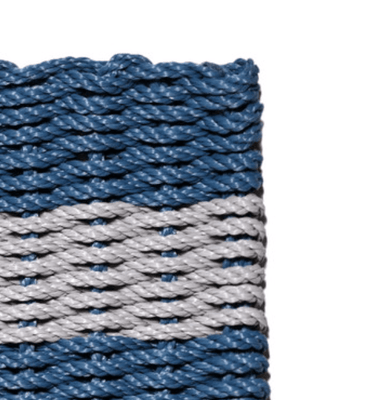 Rope Doormat - Federal Blue & Gray Shoreline Stripe - Our Boat House