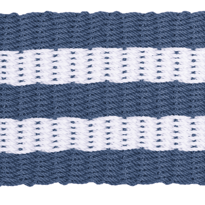 Rope Doormat - Federal Blue & White Shoreline Stripe - Our Boat House