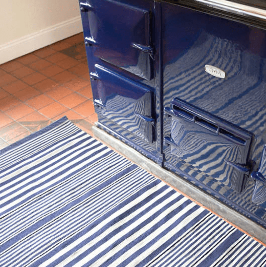 Rugby Stripe Indoor/Outdoor Rug - Denim Blue - Our Boat House