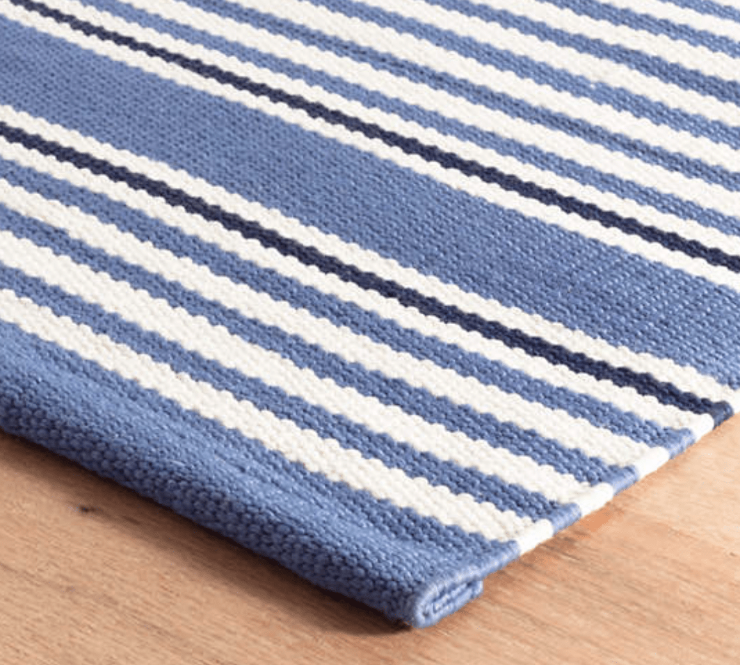 Rugby Stripe Indoor/Outdoor Rug - Denim Blue - Our Boat House