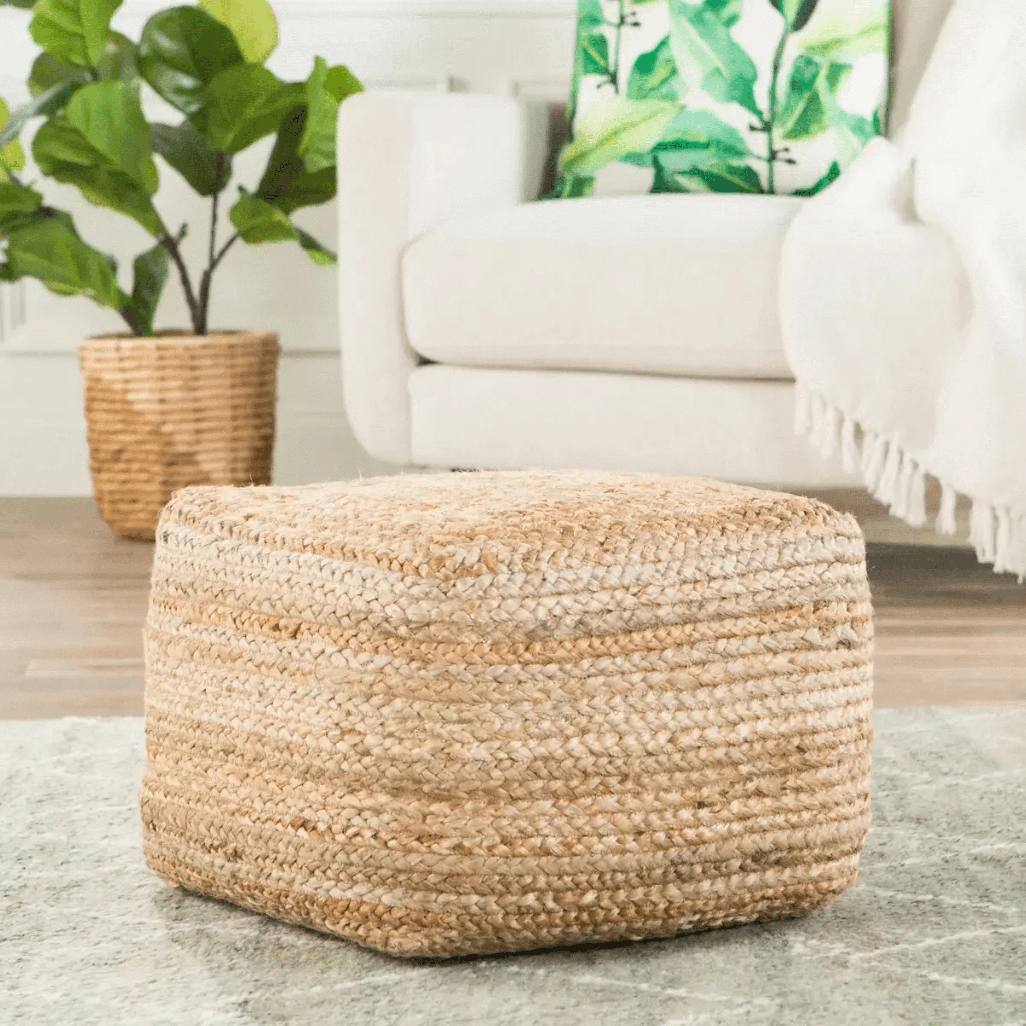 Sabal Jute Square Pouf - Our Boat House