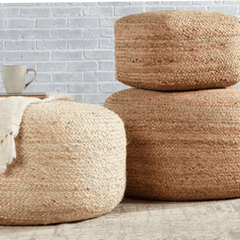 Sabal Jute Square Pouf - coastal inspired home furnishing