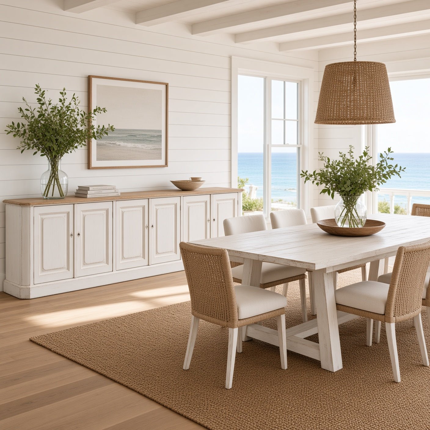 Saint Maarten Whitewash Six-Door Sideboard - Our Boat House