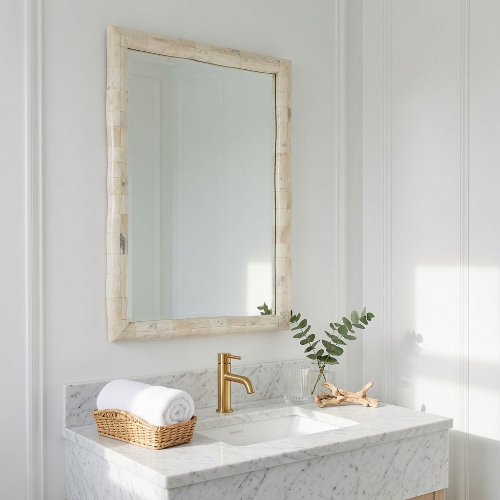 San Clemente Polished Bone Mirror - Two Sizes - Our Boat House