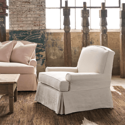 Santa Clara Slipcovered Swivel Chair - Our Boat House
