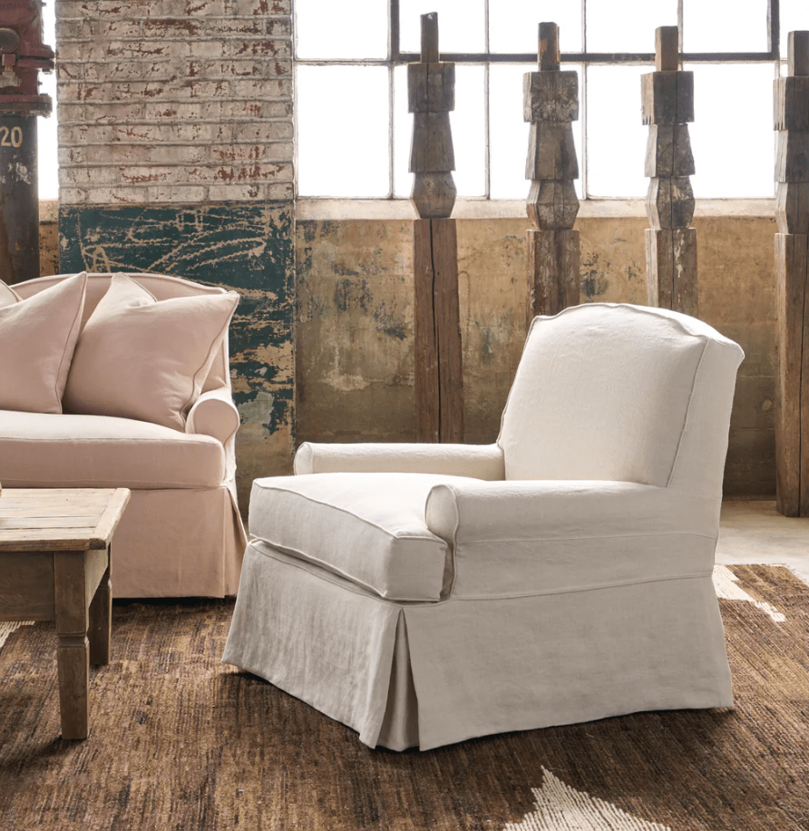 Santa Clara Slipcovered Swivel Chair - coastal inspired home furnishing lifestyle