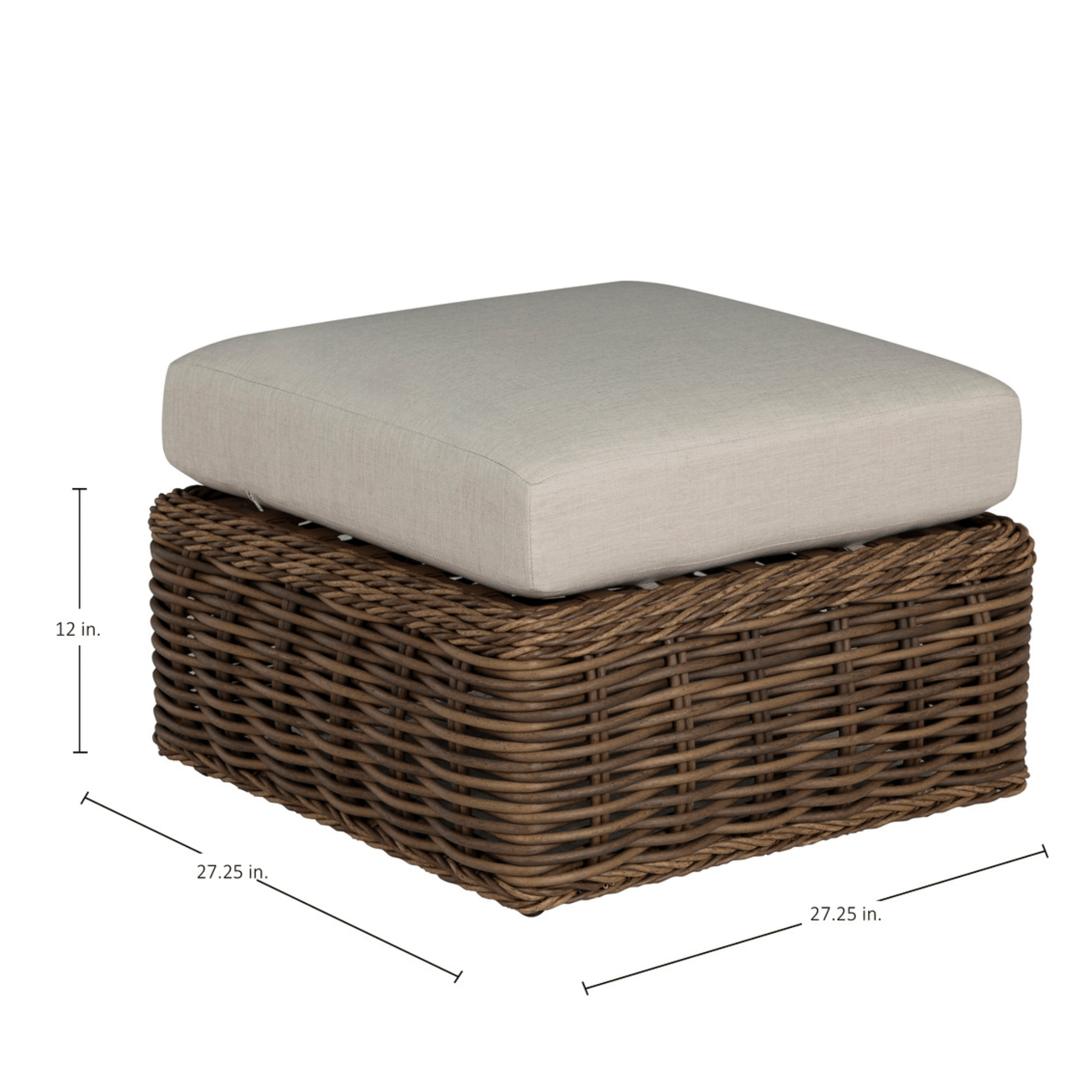 Sarasota Outdoor Wicker Ottoman - Raffia - Our Boat House