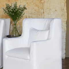 Sardinia Slipcovered Swivel Chair - Our Boat House