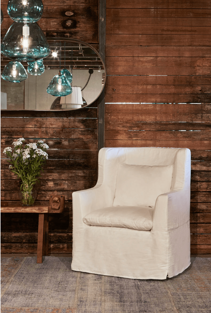 Sardinia Slipcovered Swivel Chair - Our Boat House