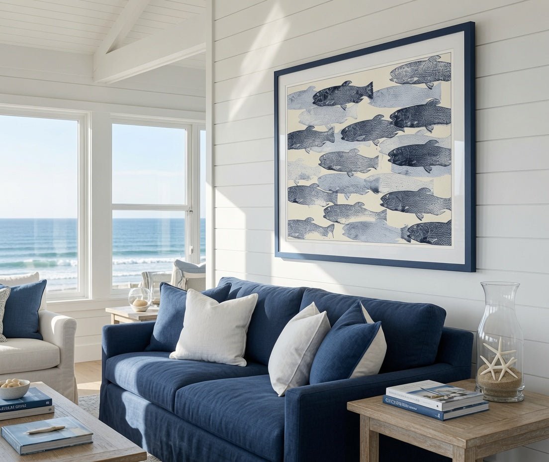 School of Fish in Blue- Framed Art - Our Boat House