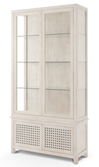 Driftwood Lattice Glass Door Cabinet