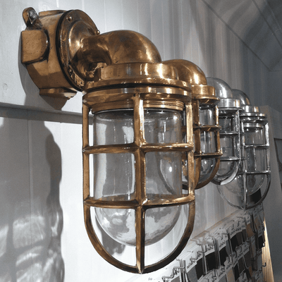 Ship Passageway Lights - 90 Degrees in Brass Finish - Our Boat House