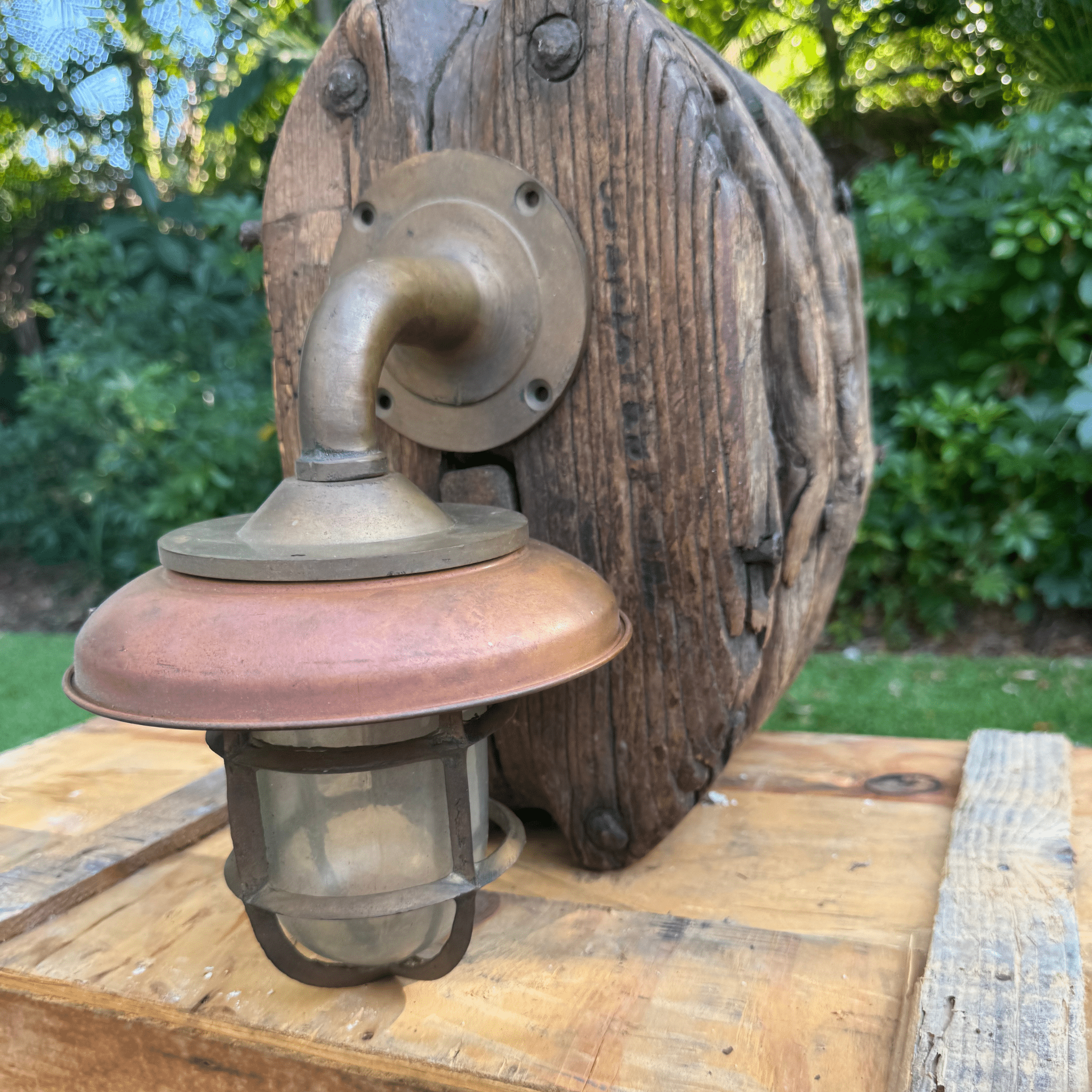 Ship Passageway Lights - 90 Degrees in Weathered Brass Finish - 1 available - Our Boat House