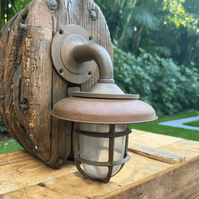 Ship Passageway Lights - 90 Degrees in Weathered Brass Finish - 1 available - Our Boat House