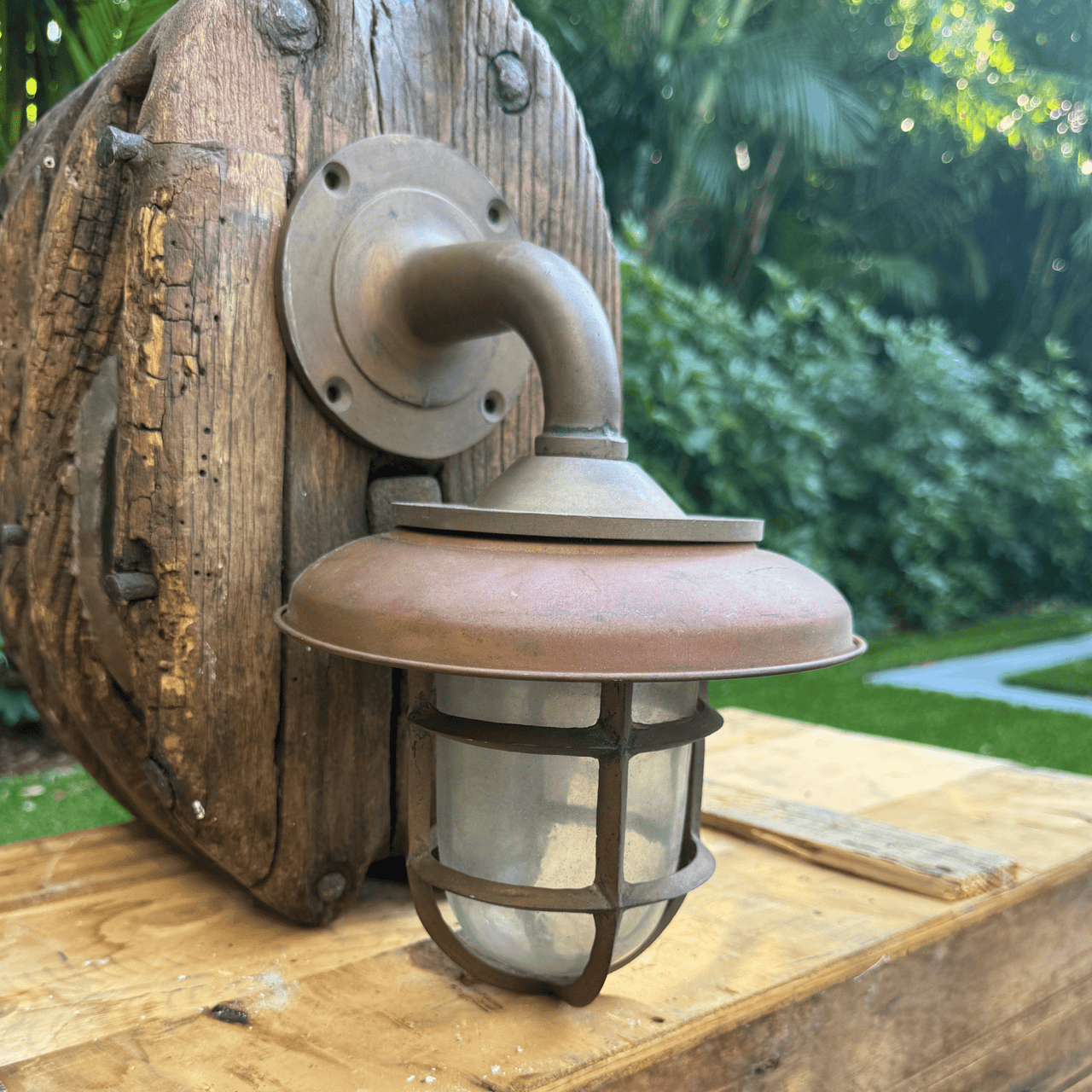 Ship Passageway Lights - 90 Degrees in Weathered Brass Finish - 1 available - Our Boat House