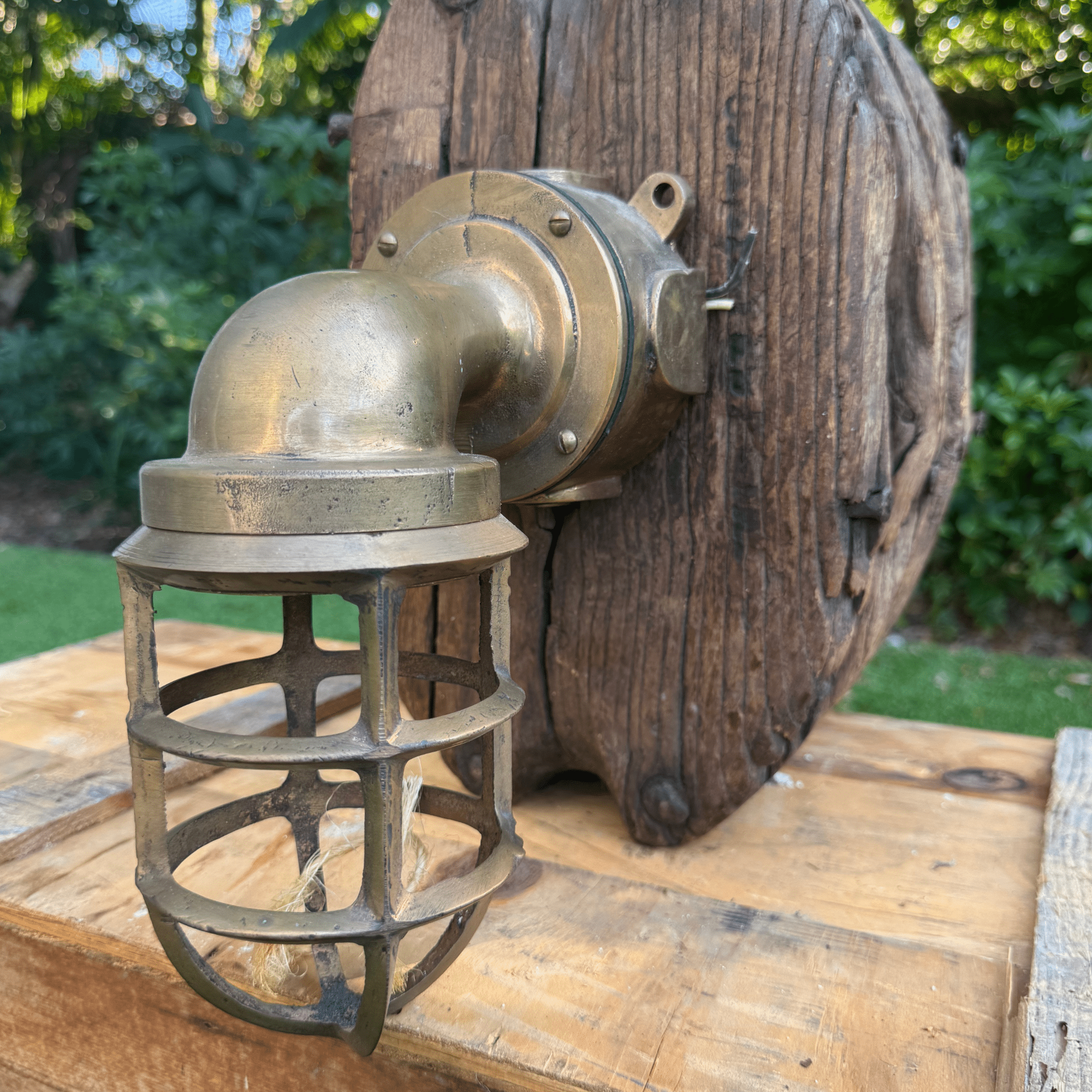 Ship Passageway Lights - 90 Degrees in Weathered Brass Finish - 1 available - Our Boat House