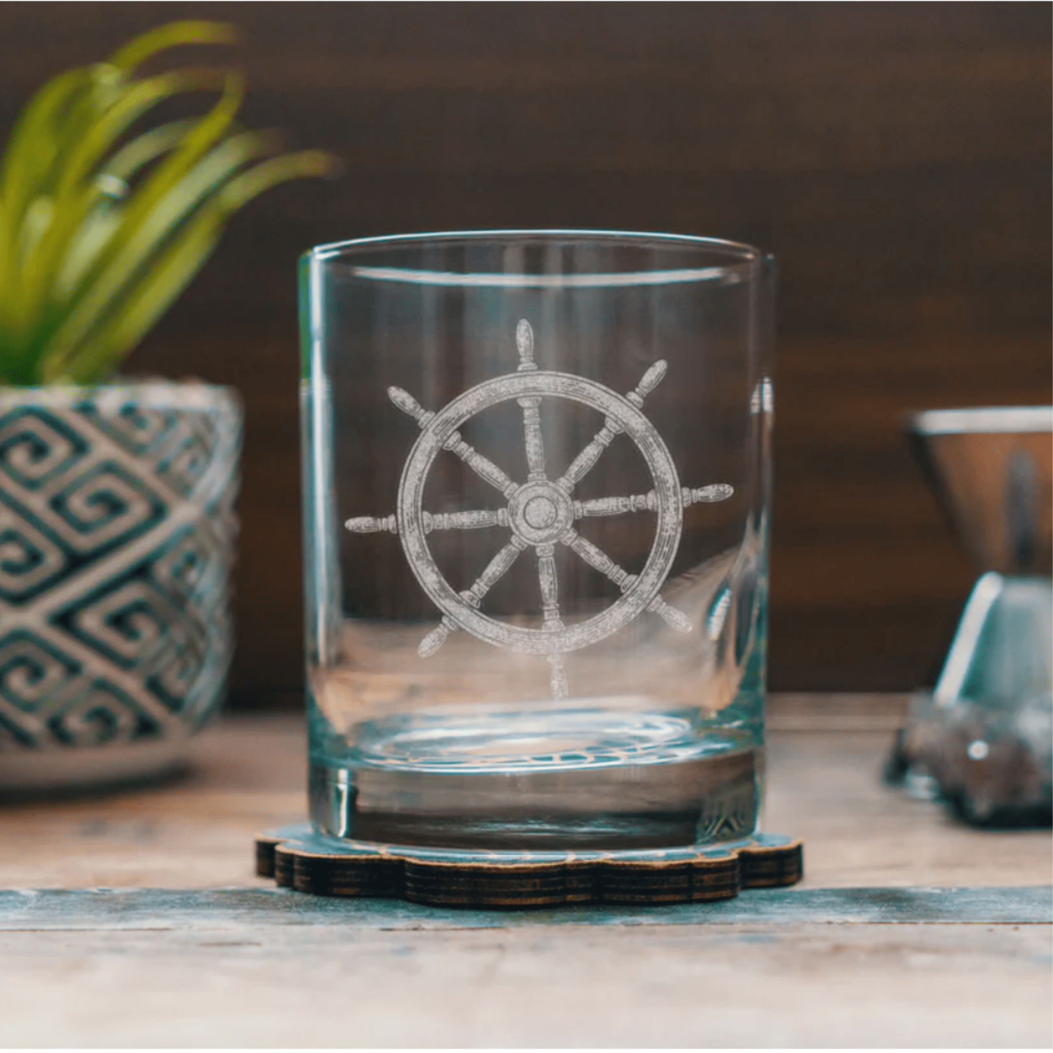 Ship's Wheel Glassware Set of Six - Four Styles - Our Boat House