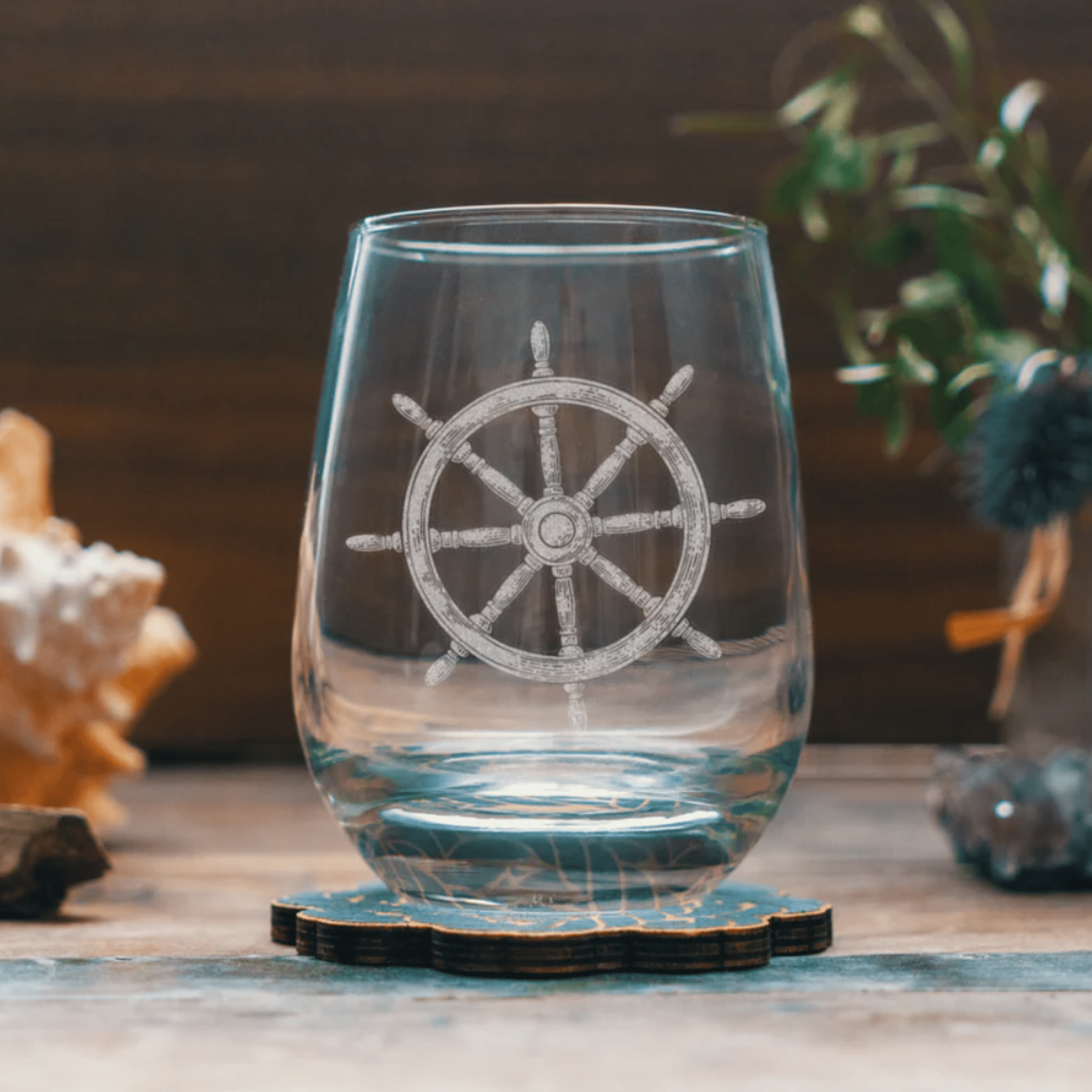 Ship's Wheel Glassware Set of Six - Four Styles - Our Boat House
