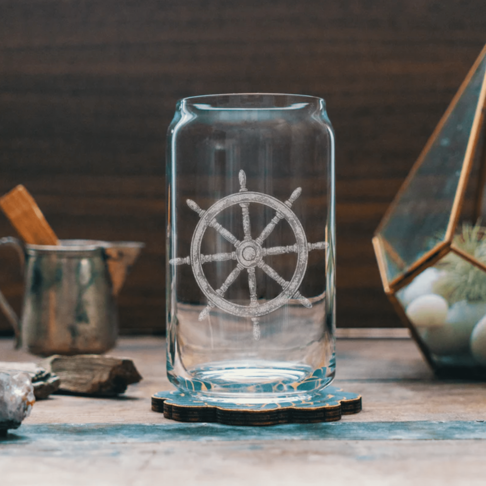 Ship's Wheel Glassware Set of Six - Four Styles - Our Boat House