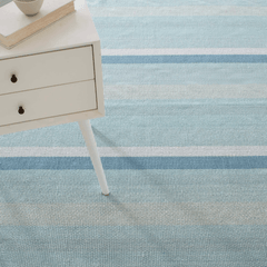 Shore Stripe Handwoven Cotton Rug - Sky Blue - coastal inspired home furnishing