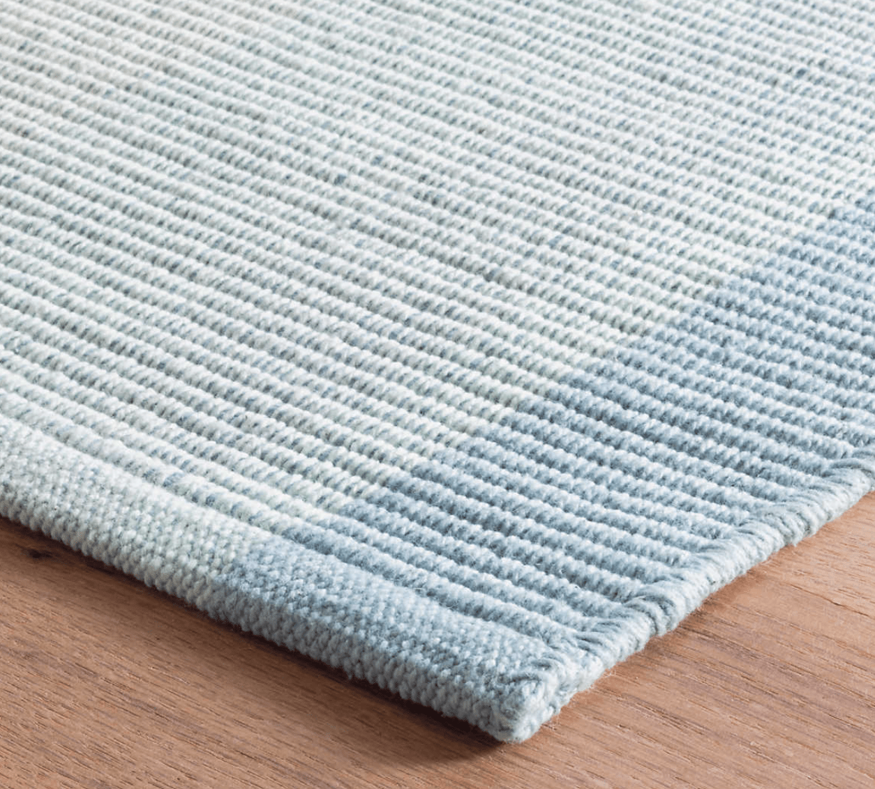 Shore Stripe Handwoven Cotton Rug - Sky Blue – Our Boat House