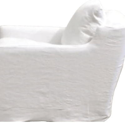 Skipper Belgium White Linen Swivel Slipcovered Chair - Our Boat House
