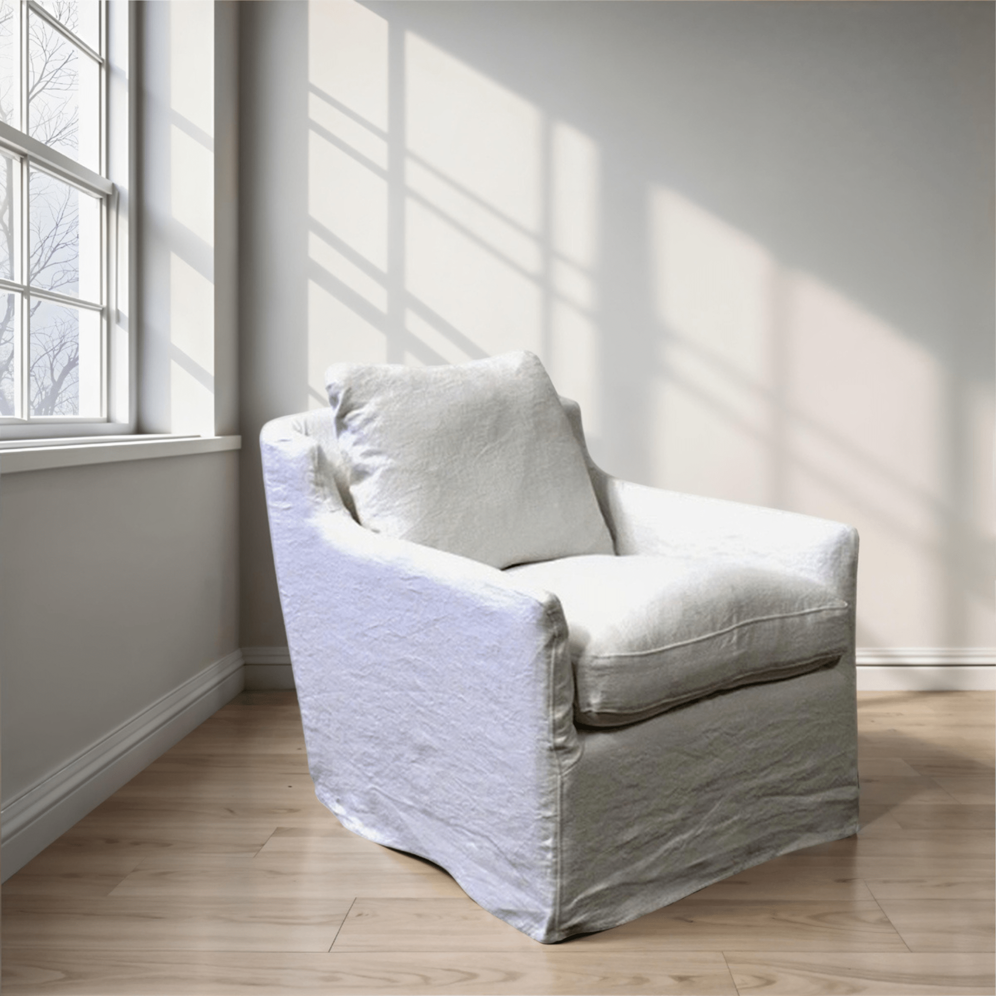 Skipper Linen Swivel Slipcovered Chair - Our Boat House