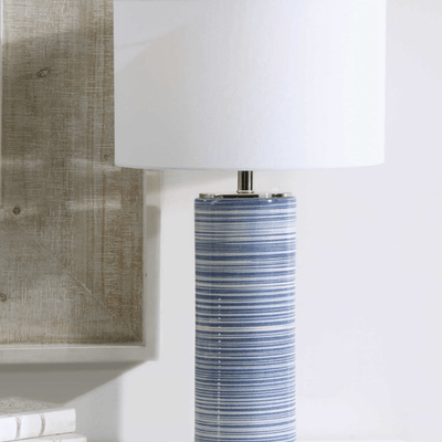 Somerset Indigo Striped Lamp - Our Boat House