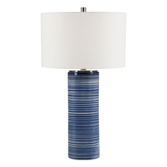 Somerset Indigo Striped Lamp - Our Boat House