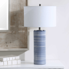 Somerset Indigo Striped Lamp - Our Boat House