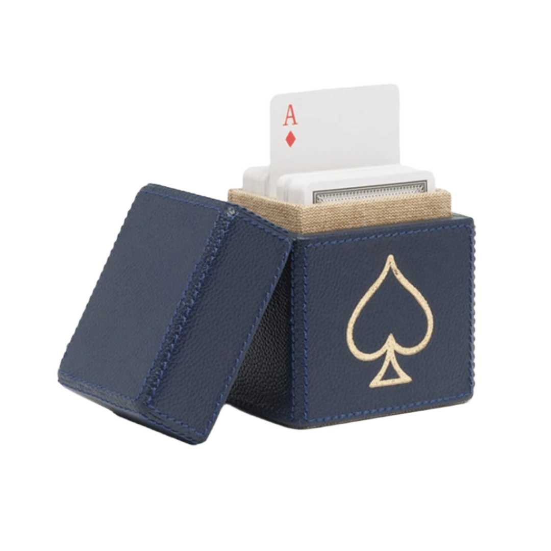 Spade Leather Playing Card Box Set s/2 - Dark Navy – Our Boat House