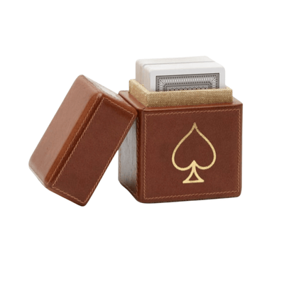 Spade Leather Playing Card Box Set s/2 - Tobacco - Our Boat House