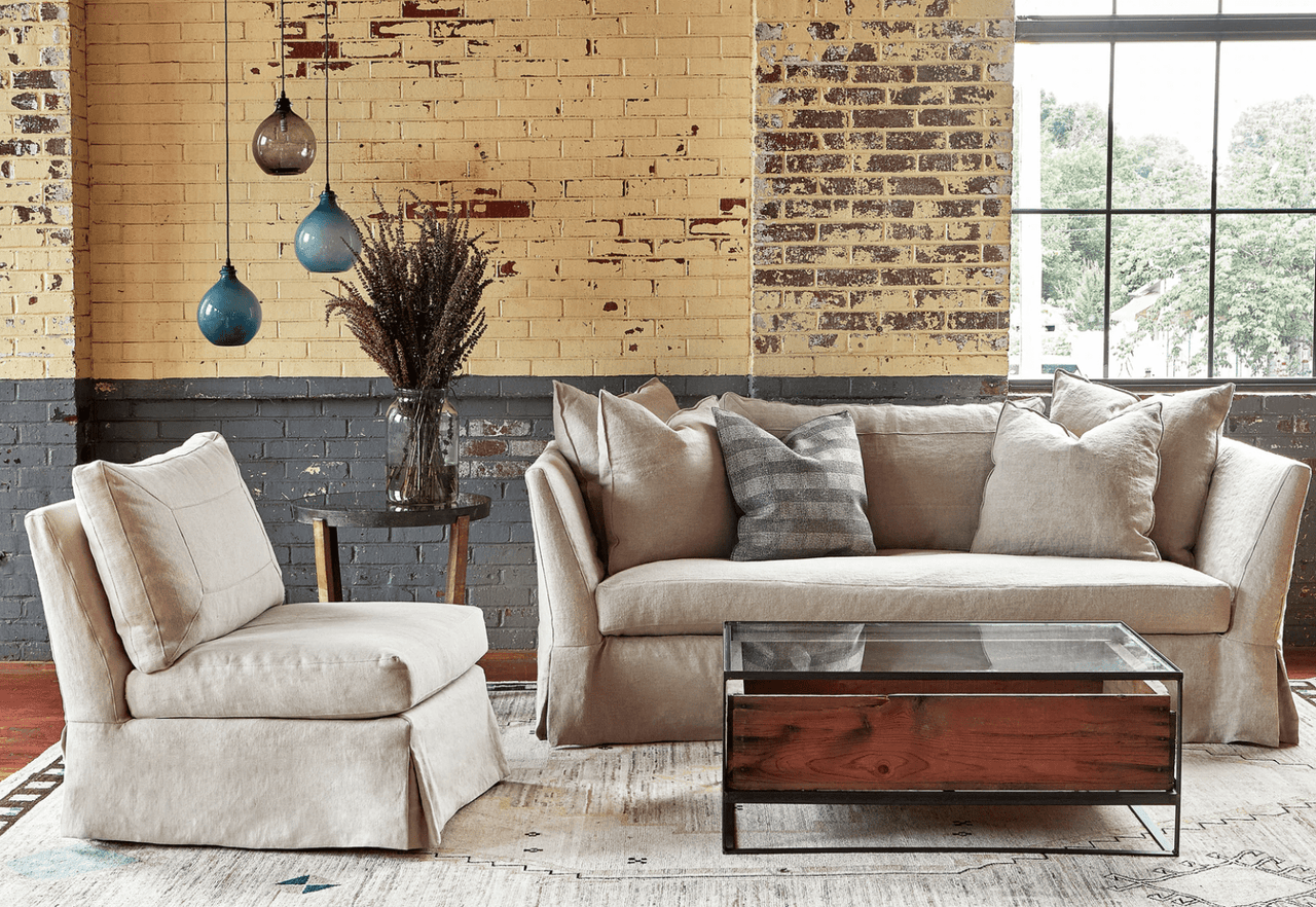 St. Bart's Armless Slipcovered Swivel Chair - Our Boat House