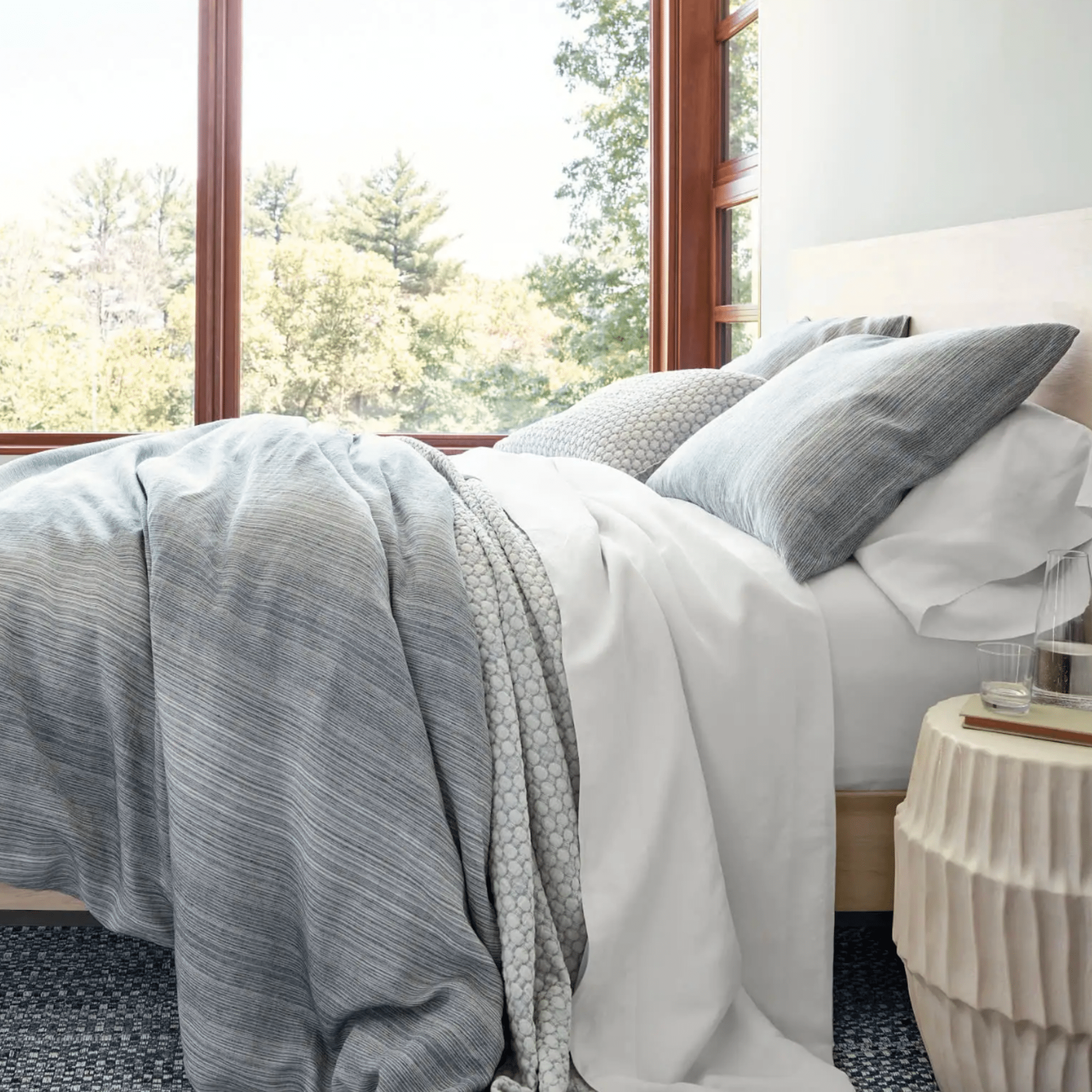 Sterling Stripe Linen Sham - Blue - coastal inspired home furnishing