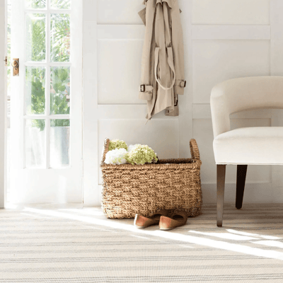 Swedish Stripe Woven Cotton Rug - Cool Light Blue - Our Boat House