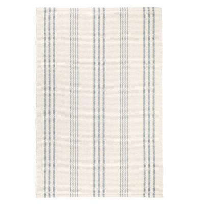 Swedish Stripe Woven Cotton Rug - Cool Light Blue - Our Boat House