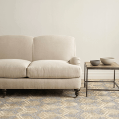 Tala Handwoven Jute Rug - Tan & Blue - Our Boat House