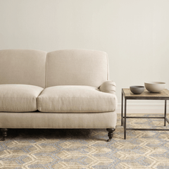 Tala Handwoven Jute Rug - Tan & Blue - Our Boat House