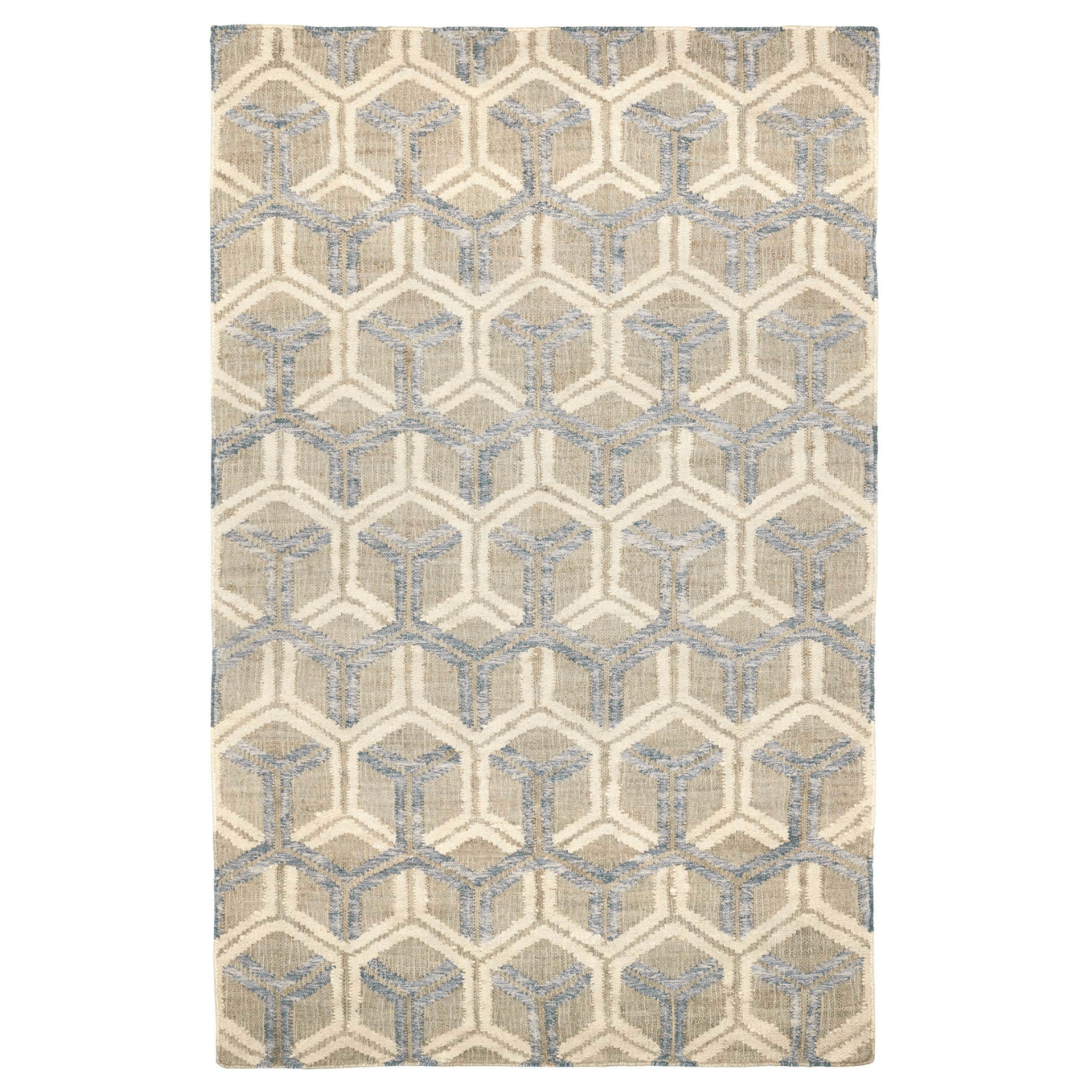 Tala Handwoven Jute Rug - Tan & Blue - Our Boat House