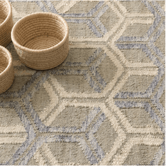 Tala Handwoven Jute Rug - Tan & Blue - Our Boat House