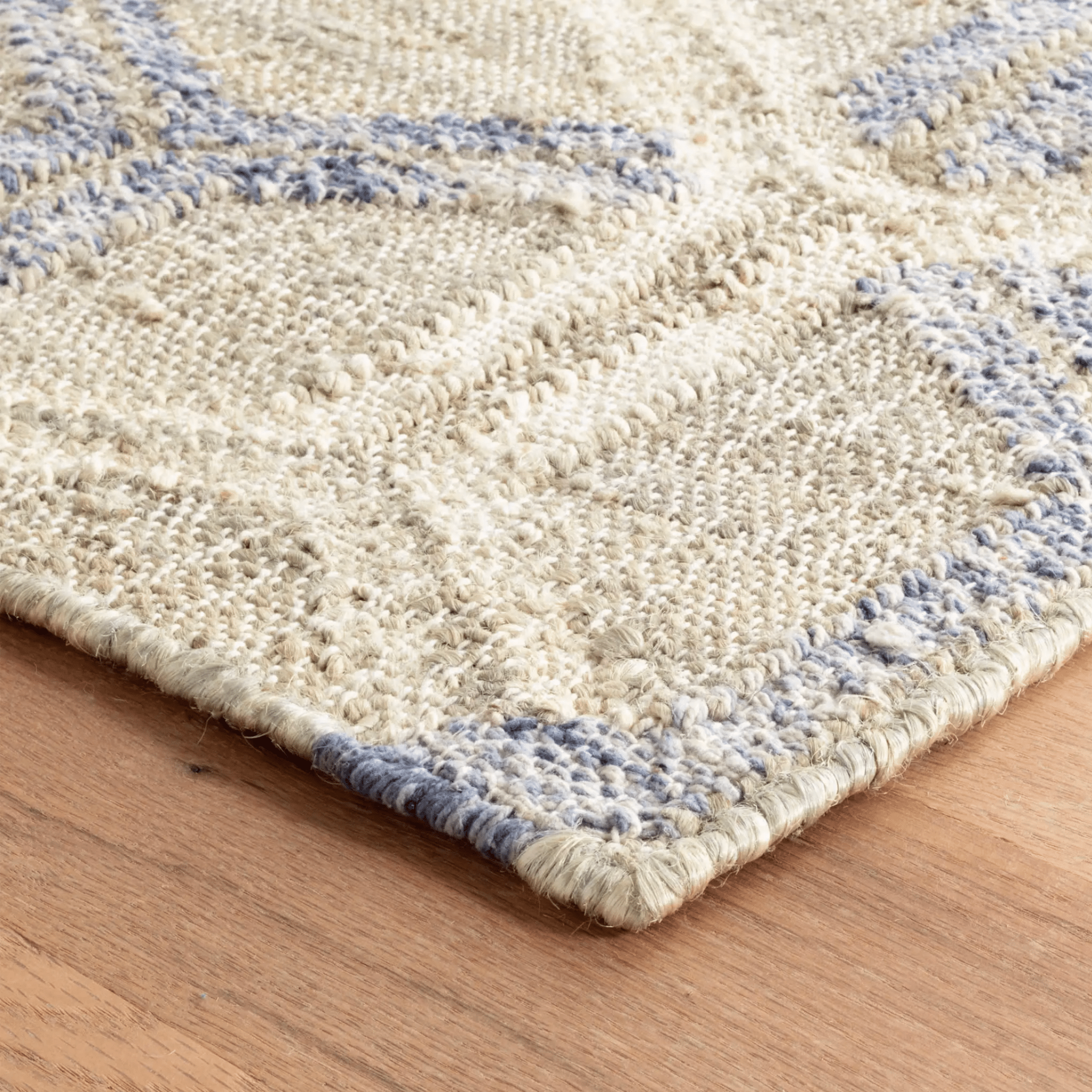 Tala Handwoven Jute Rug - Tan & Blue - Our Boat House
