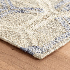 Tala Handwoven Jute Rug - Tan & Blue - Our Boat House